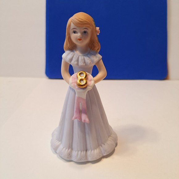 Enesco Growing Up Birthday Girls Age 8 Brunette Porcelain Figurine 1982 - Picture 7 of 14